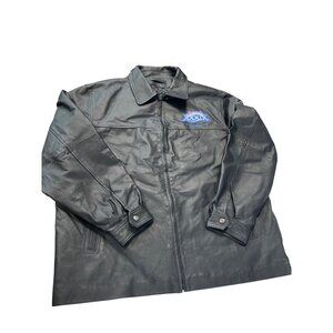 NFL Super Bowl XXXIX mens Black Leather Jacket size XXL SKU 9165